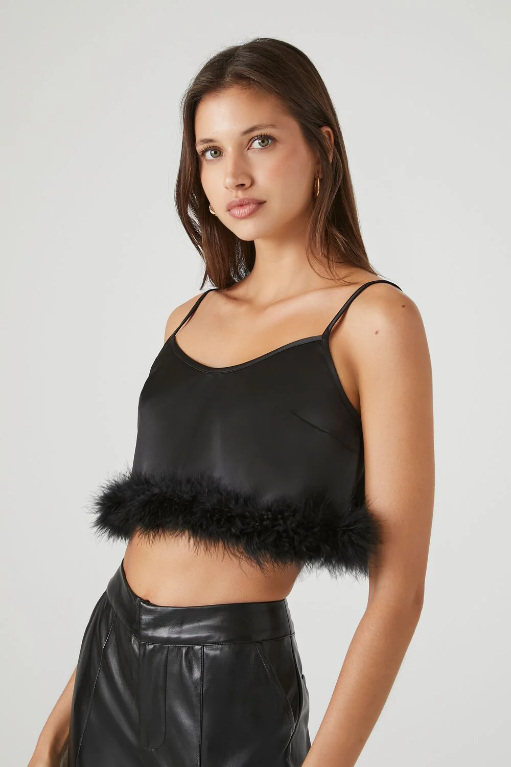 Fur-Trim Cropped Cami - Image 2