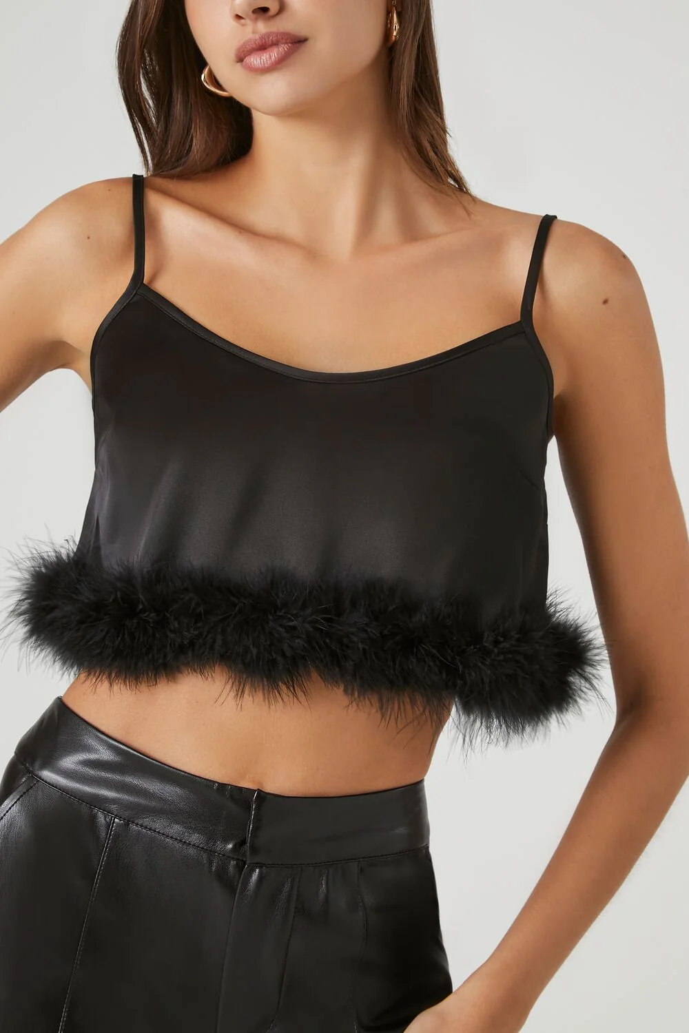 Fur-Trim Cropped Cami - Image 5