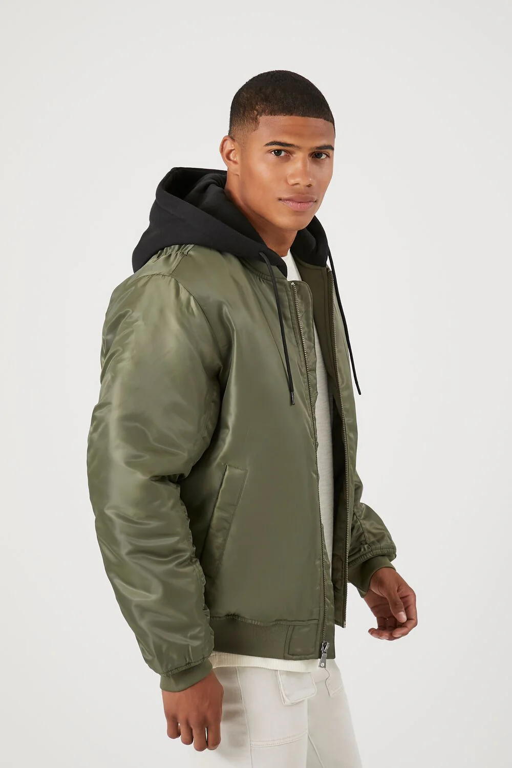 Zip-Up Hooded Bomber Jacket - Image 2