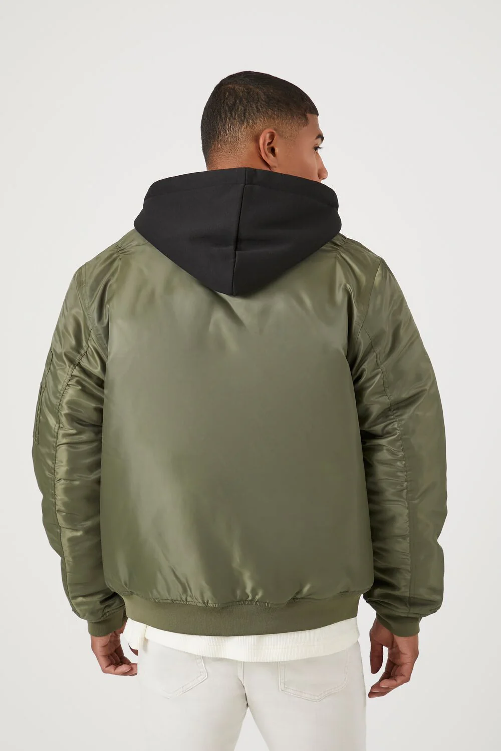 Zip-Up Hooded Bomber Jacket - Image 3