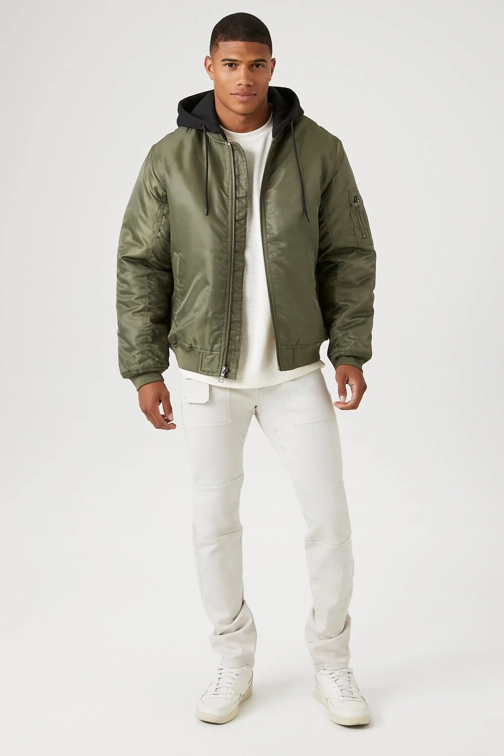Zip-Up Hooded Bomber Jacket - Image 4