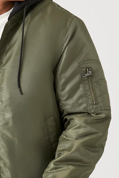 Zip-Up Hooded Bomber Jacket - Image 5