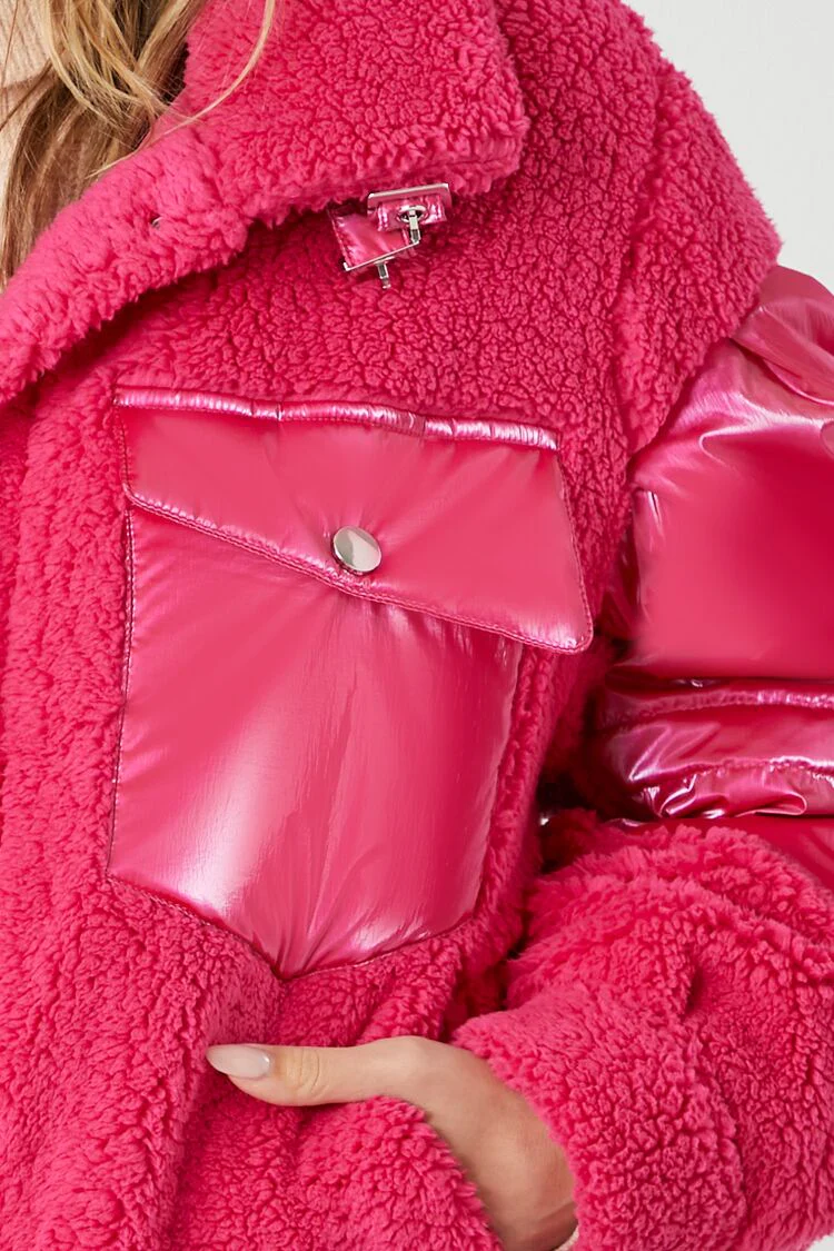 Faux Shearling Puffer Jacket - Image 10