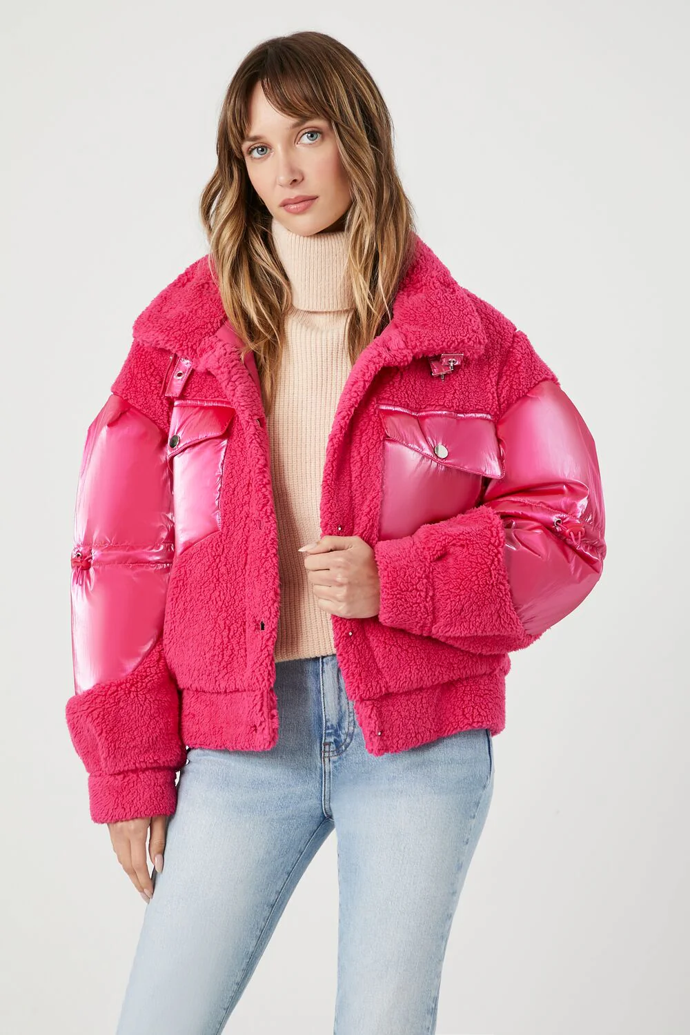 Faux Shearling Puffer Jacket - Image 6