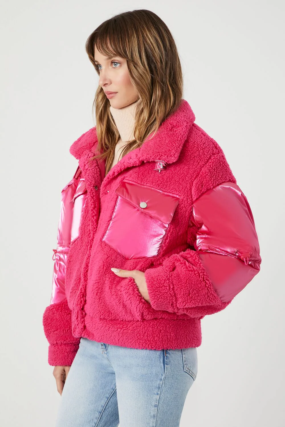 Faux Shearling Puffer Jacket - Image 7