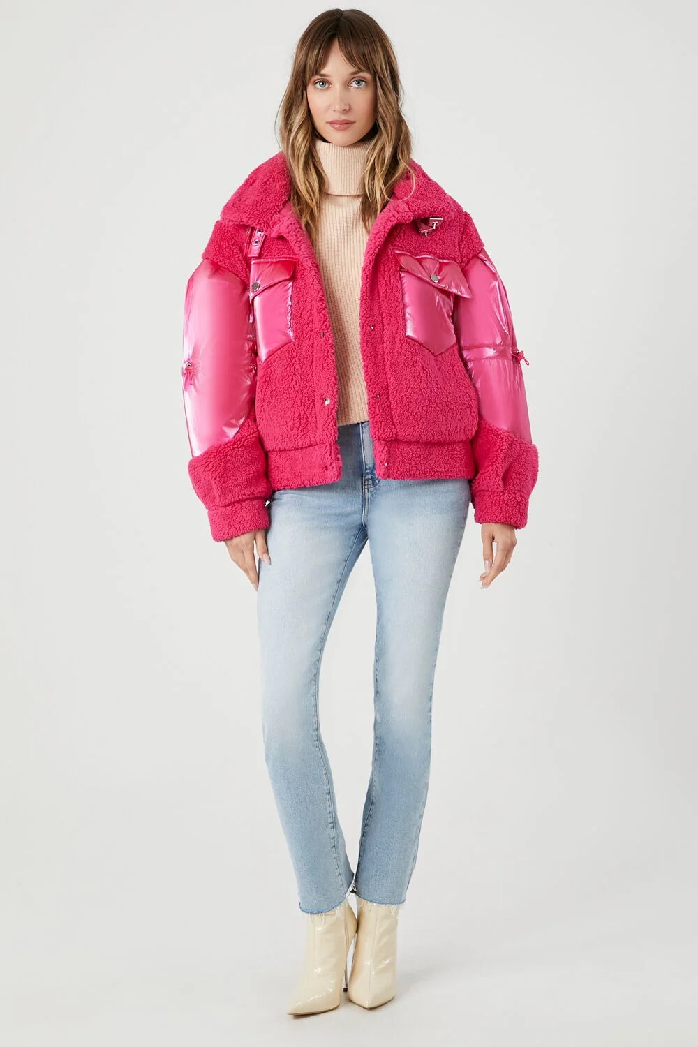 Faux Shearling Puffer Jacket - Image 9