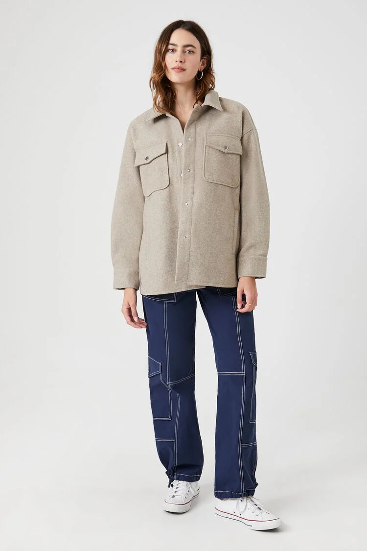 Faux Suede Drop-Sleeve Shacket - Image 4