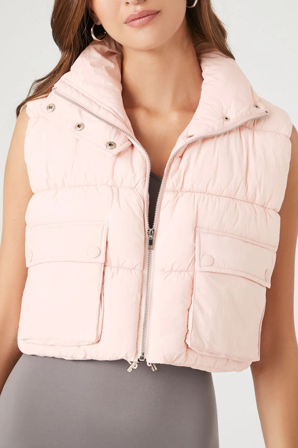 Cropped Zip-Up Puffer Vest - Image 10