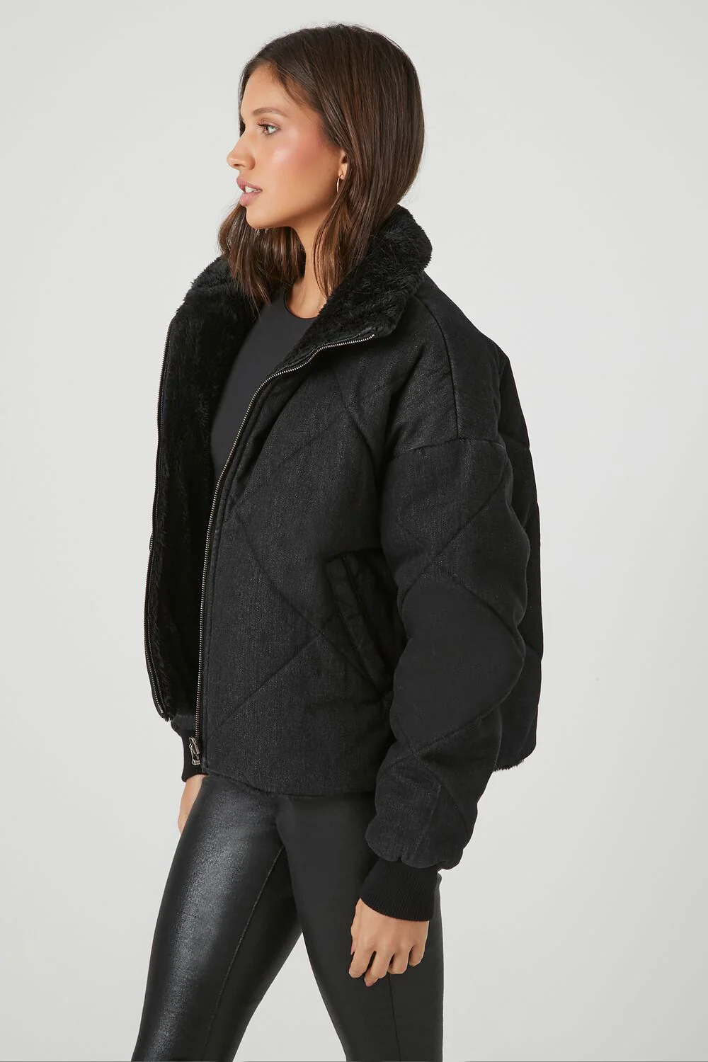 Faux Fur-Trim Quilted Puffer Jacket - Image 2