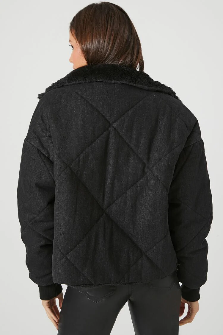 Faux Fur-Trim Quilted Puffer Jacket - Image 3