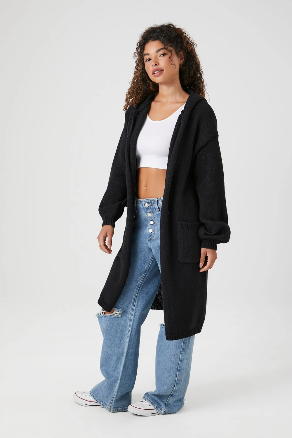 Hooded Longline Cardigan Sweater - Image 2