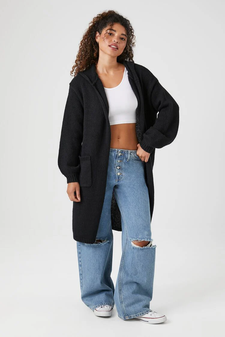 Hooded Longline Cardigan Sweater - Image 4