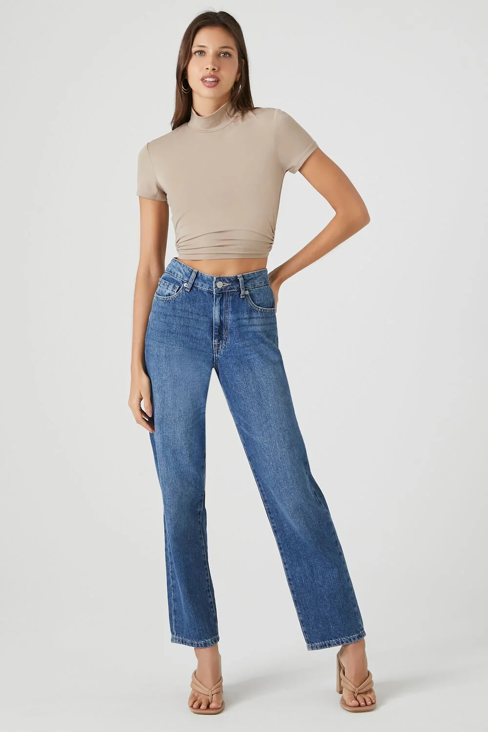 Cropped Wraparound Turtleneck Top - Image 4