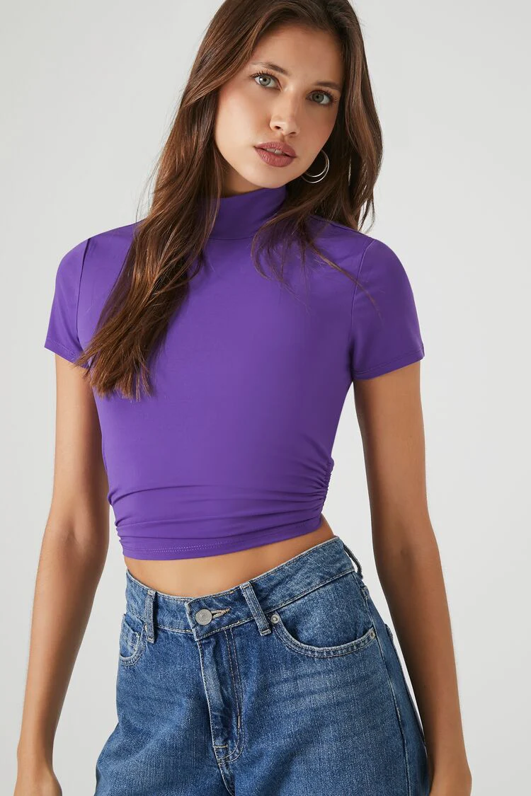 Cropped Wraparound Turtleneck Top - Image 6