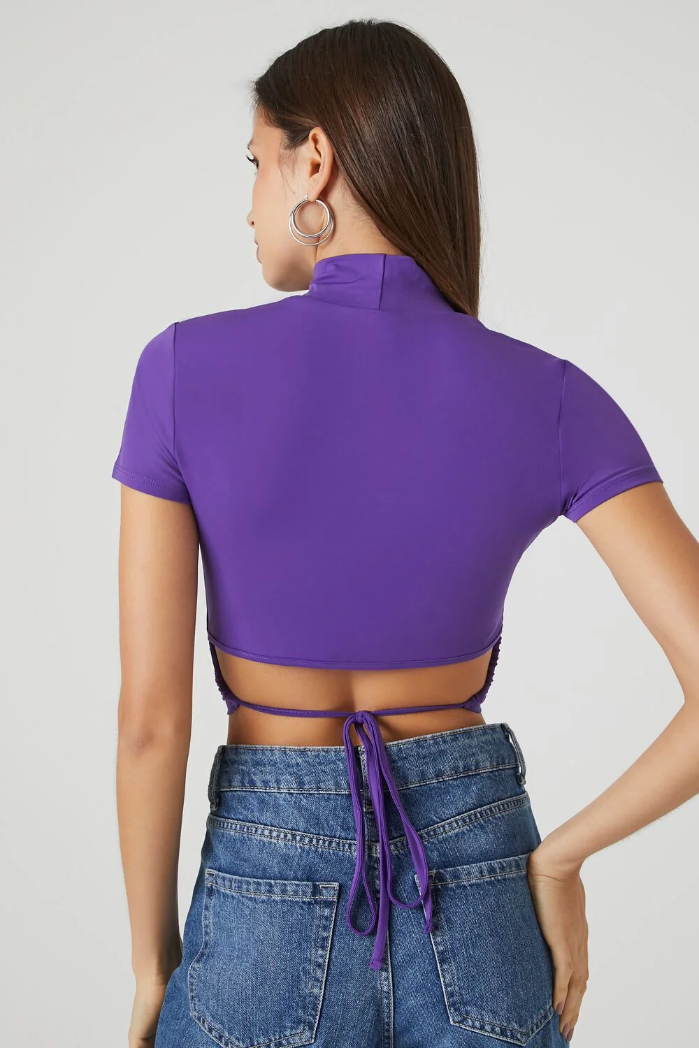 Cropped Wraparound Turtleneck Top - Image 8