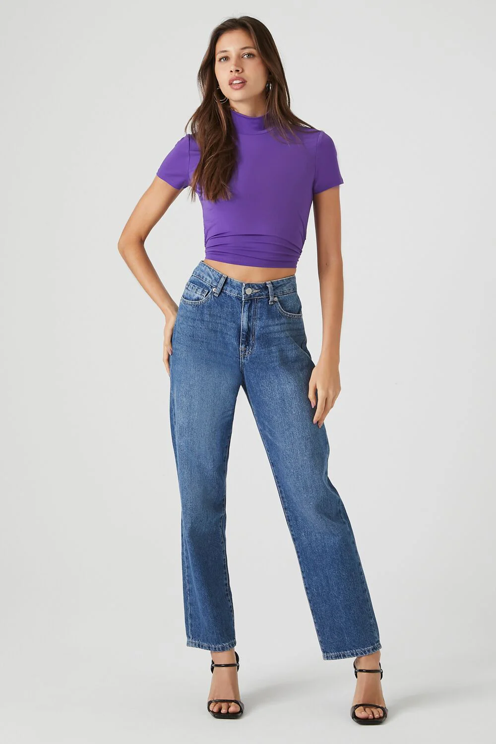 Cropped Wraparound Turtleneck Top - Image 9