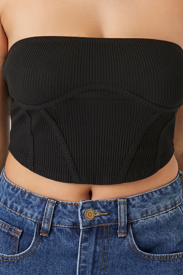 Ribbed Knit Corset Tube Top - Image 5