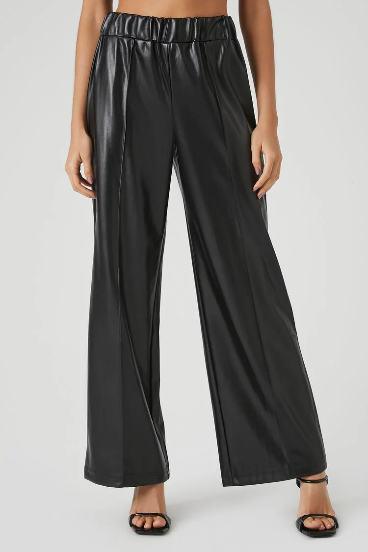 Faux Leather Wide-Leg Pants - Image 2