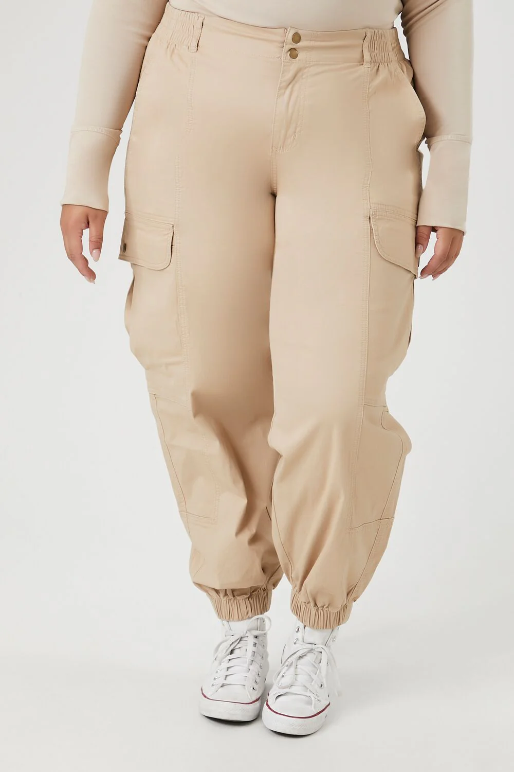 Plus Size Twill Cargo Joggers - Image 2