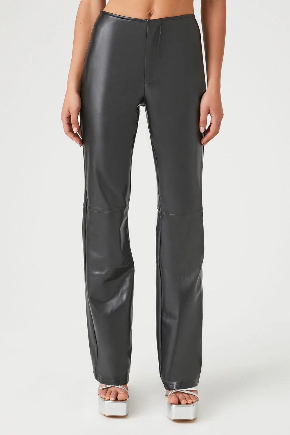 Faux Leather High-Rise Flare Pants - Image 2