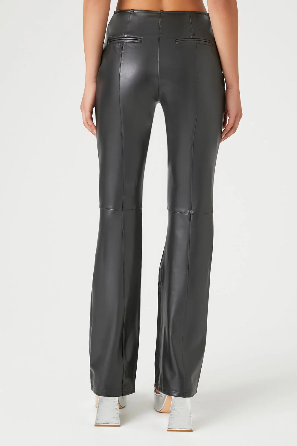 Faux Leather High-Rise Flare Pants - Image 4