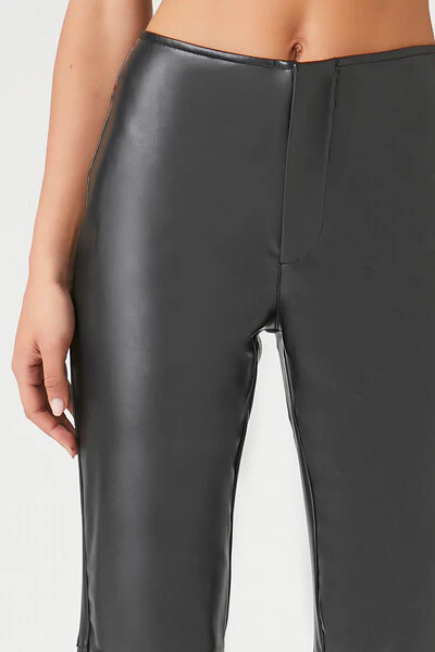 Faux Leather High-Rise Flare Pants - Image 6