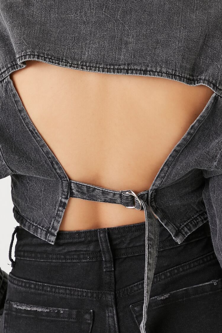 Open-Back Denim Cropped Shirt - Image 5