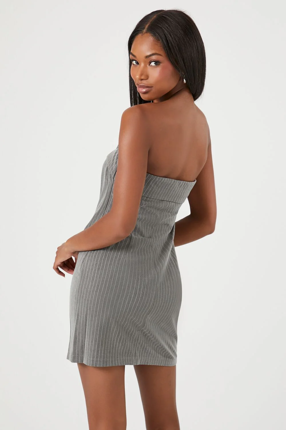 Pinstriped Strapless Mini Dress - Image 3