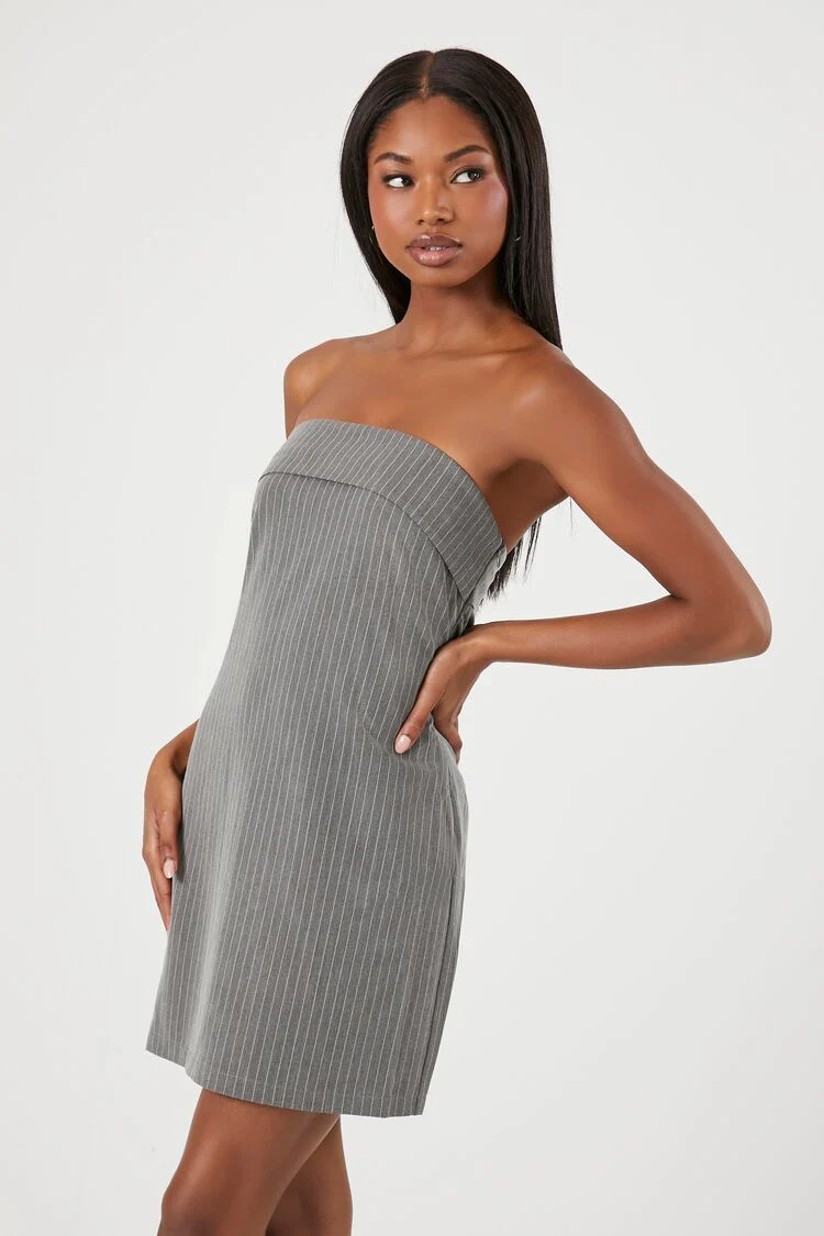 Pinstriped Strapless Mini Dress - Image 6