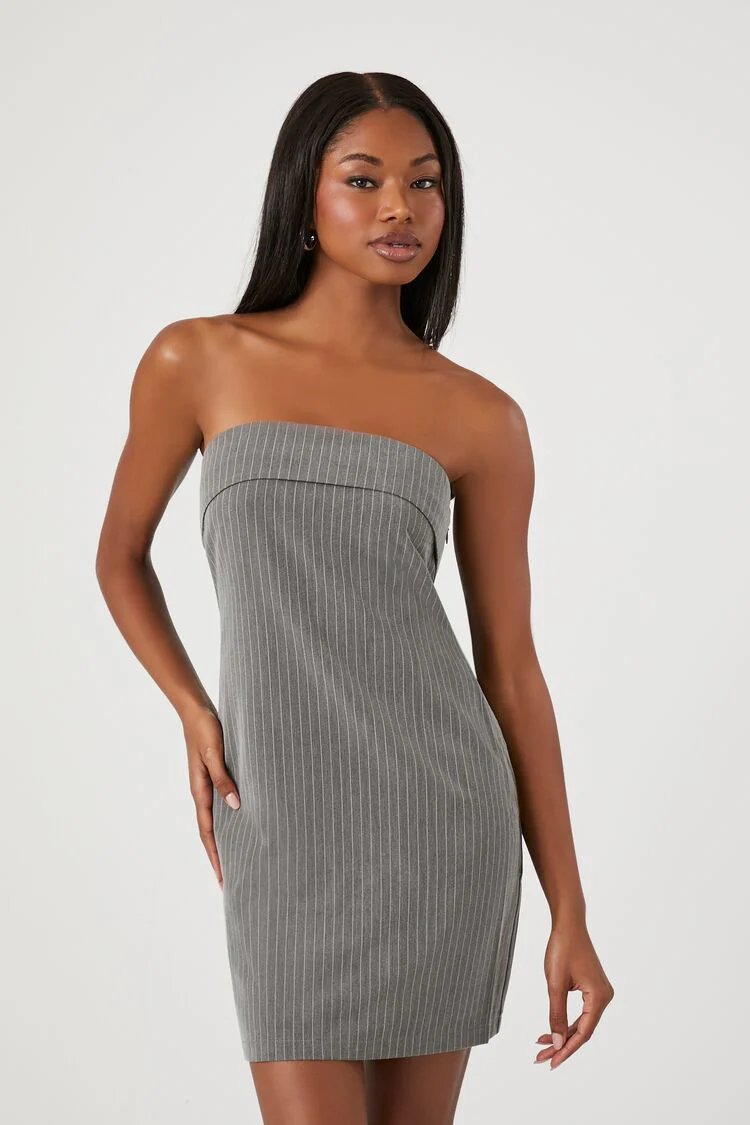 Pinstriped Strapless Mini Dress - Image 7