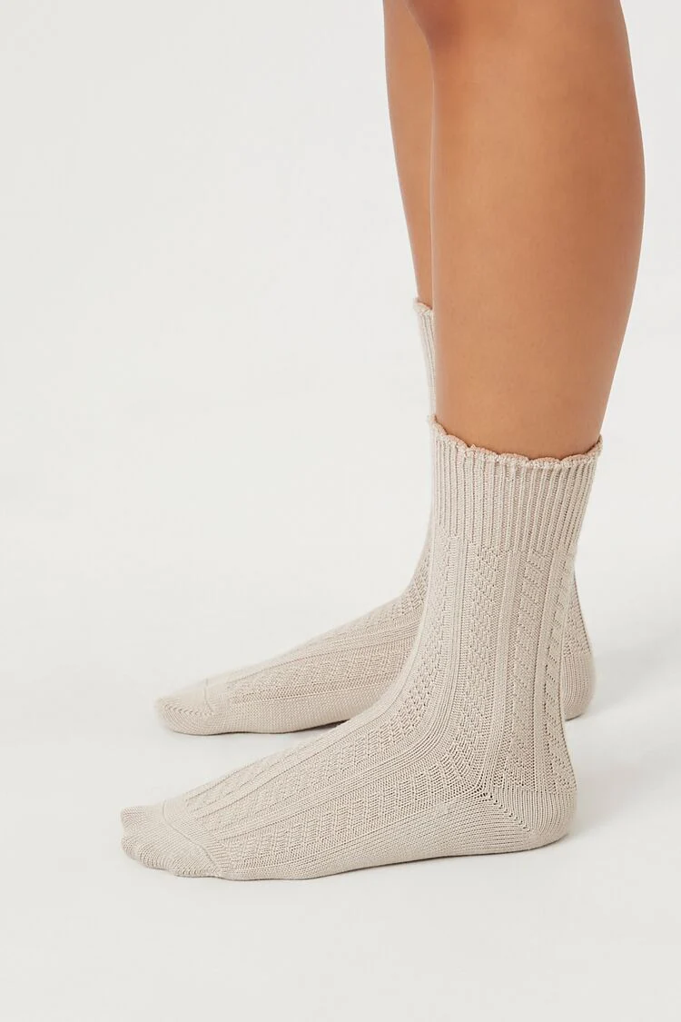Pointelle Knit Crew Socks - Image 11