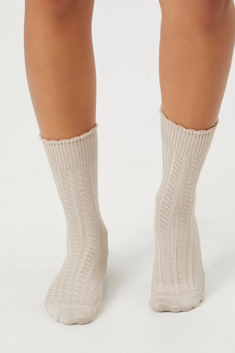 Pointelle Knit Crew Socks - Image 13