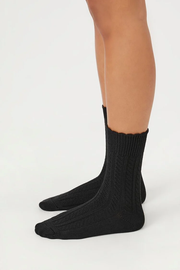 Pointelle Knit Crew Socks - Image 3