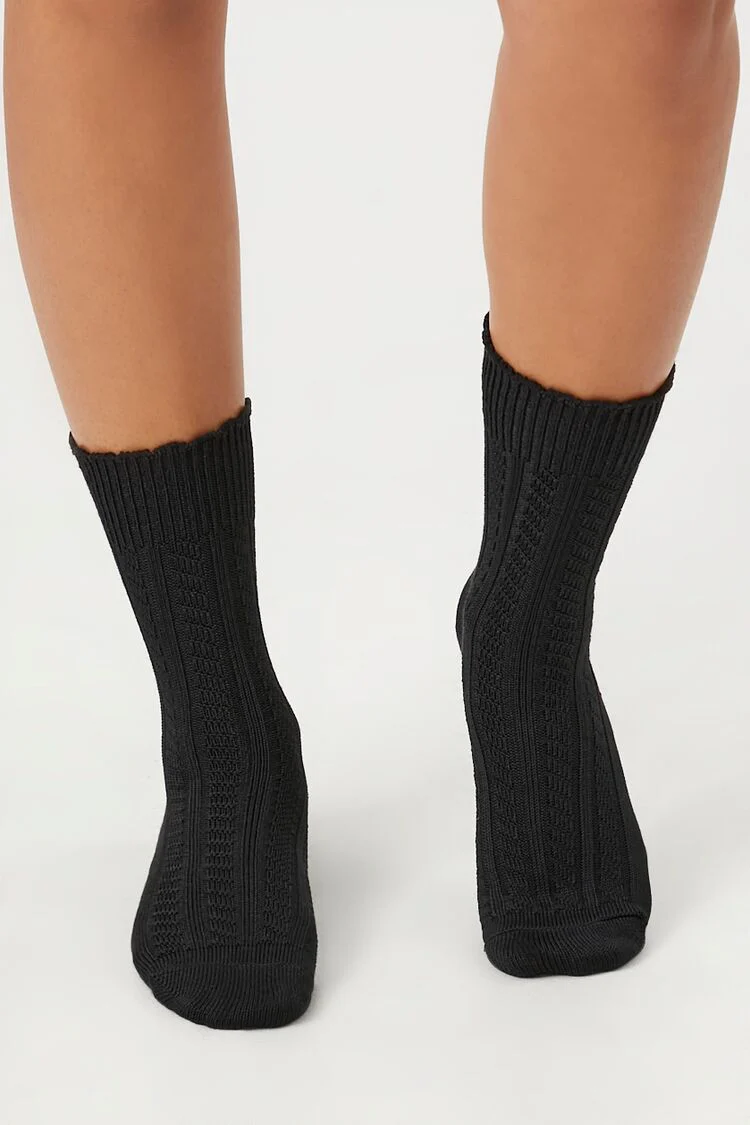 Pointelle Knit Crew Socks - Image 5