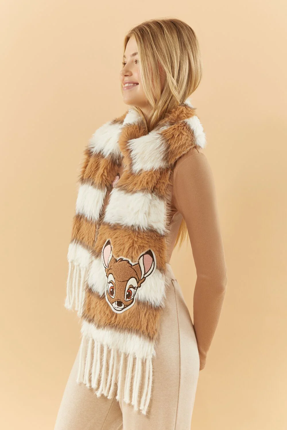 Disney Striped Faux Fur Bambi Scarf - Image 3