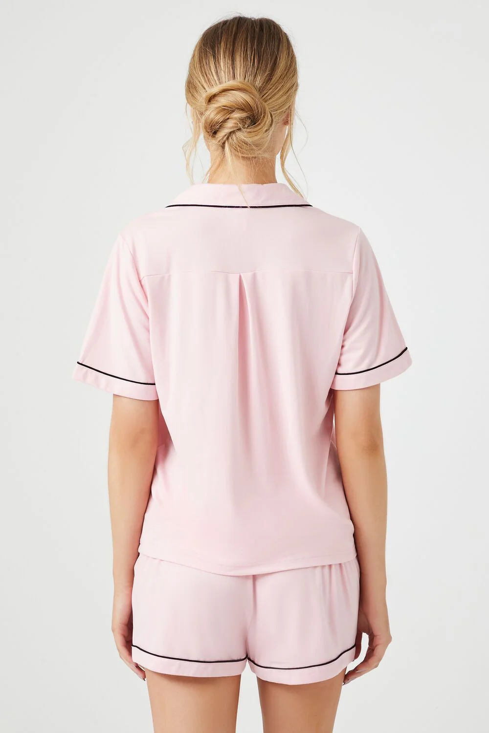 Piped-Trim Shirt & Shorts Pajama Set - Image 9