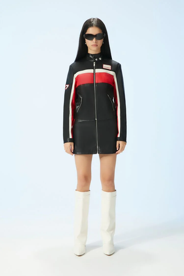 Faux Leather Striped Mini Skirt - Image 5