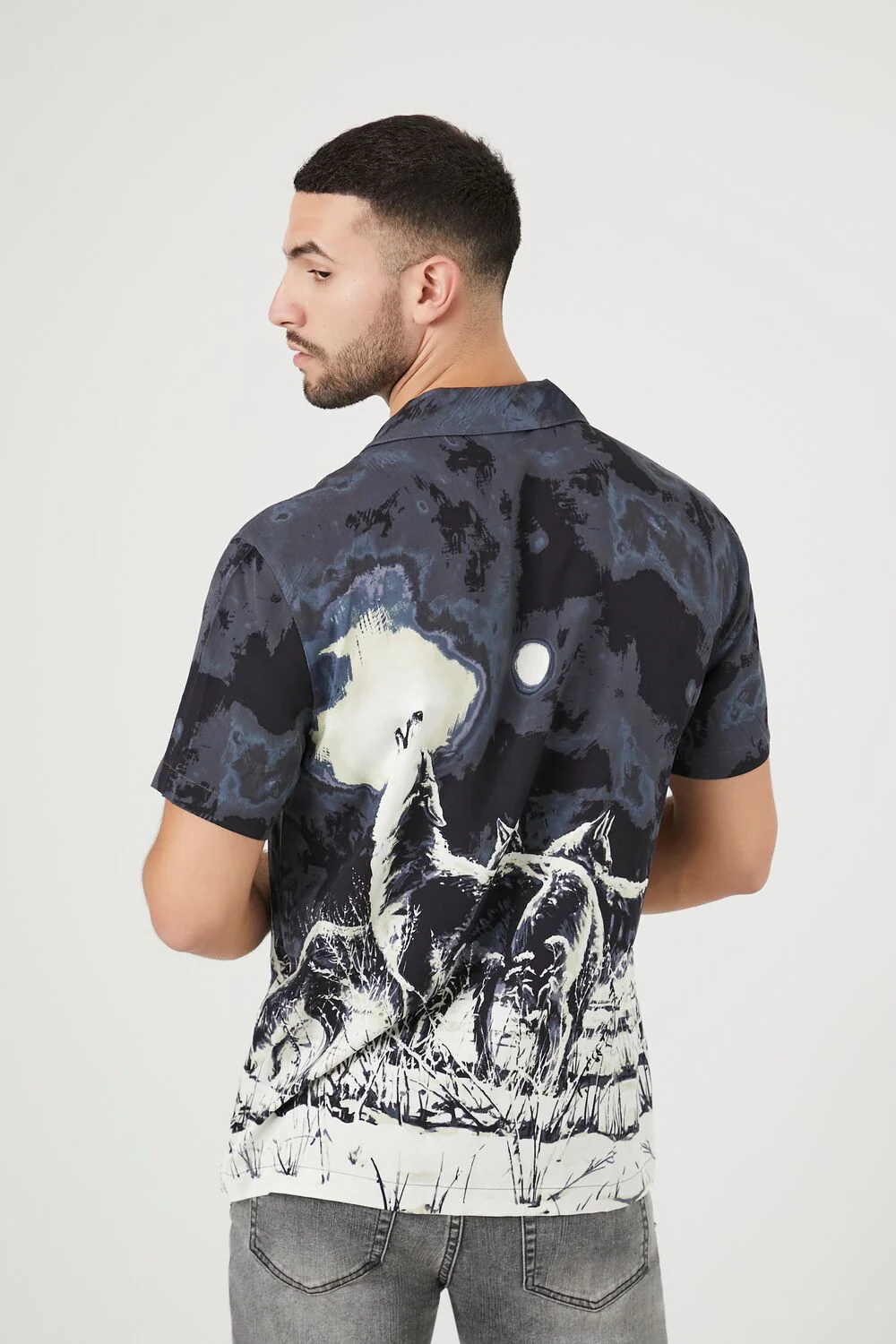 Twill Howling Wolf Graphic Shirt - Image 3