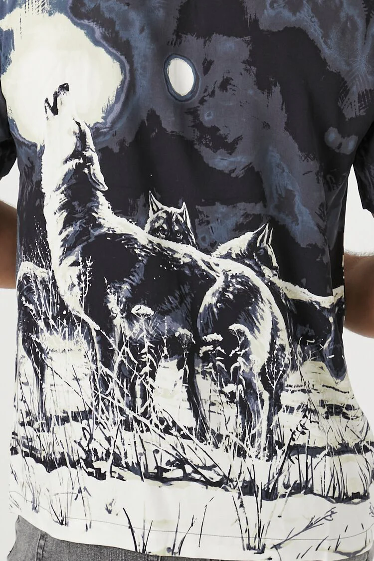 Twill Howling Wolf Graphic Shirt - Image 6