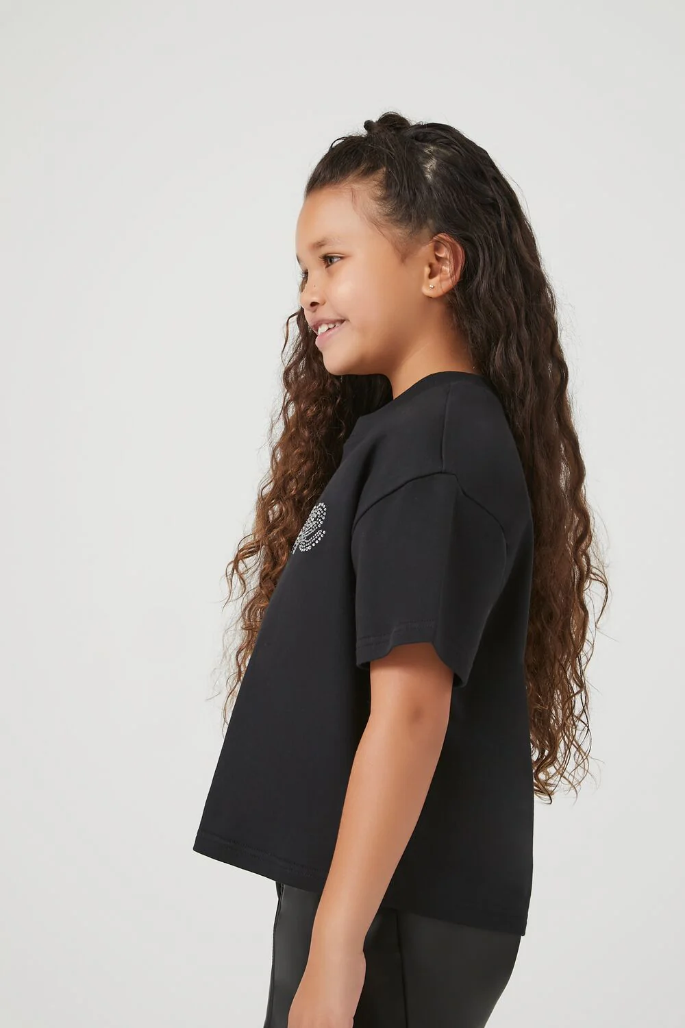 Girls Rhinestone Love Tee (Kids) - Image 2