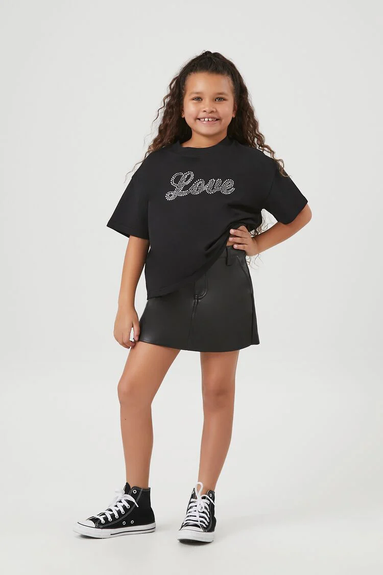 Girls Rhinestone Love Tee (Kids) - Image 4