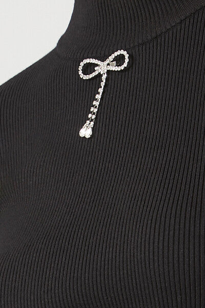 Rhinestone Bow Mini Sweater Dress - Image 5