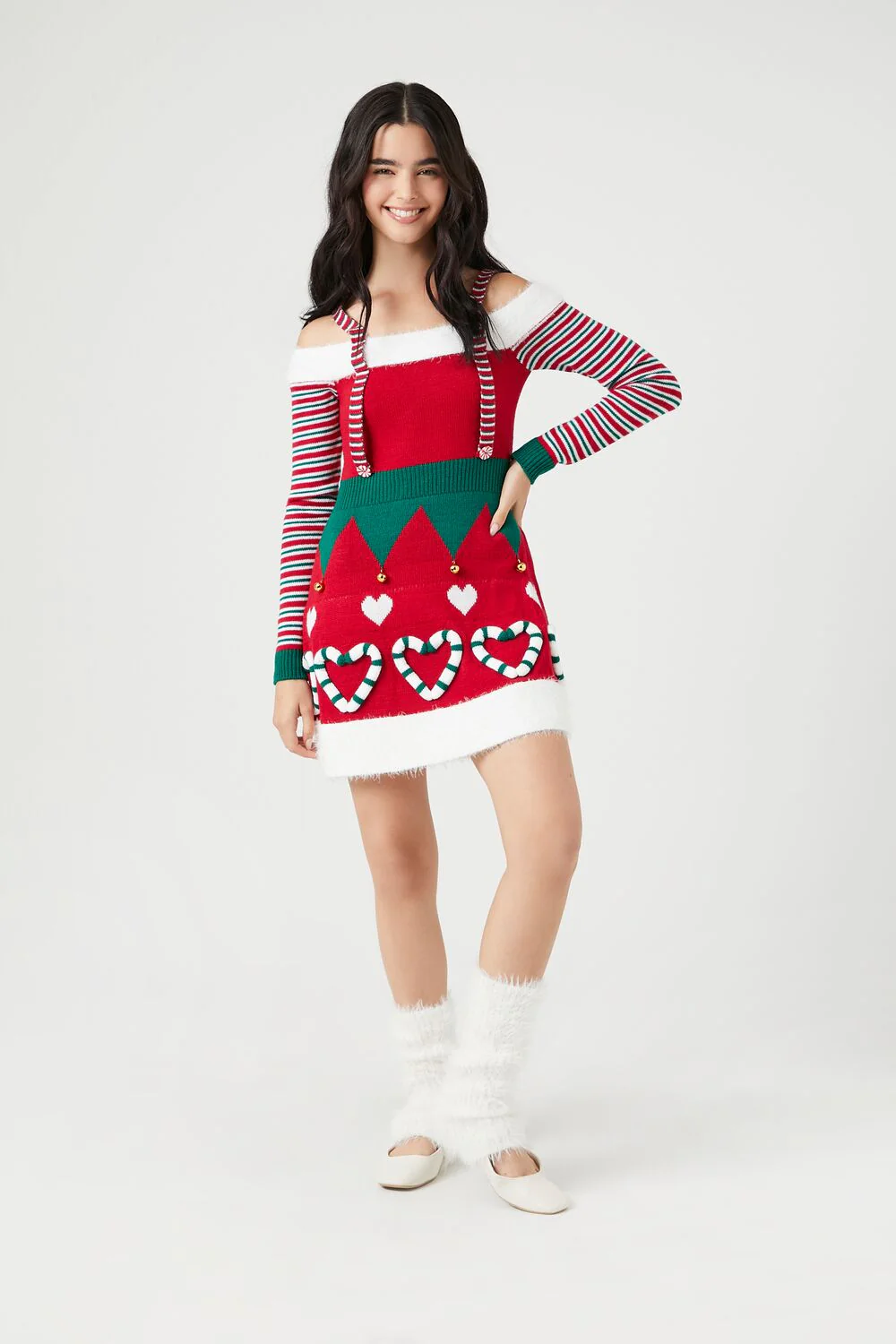 Candy Cane Heart Elf Mini Dress - Image 4