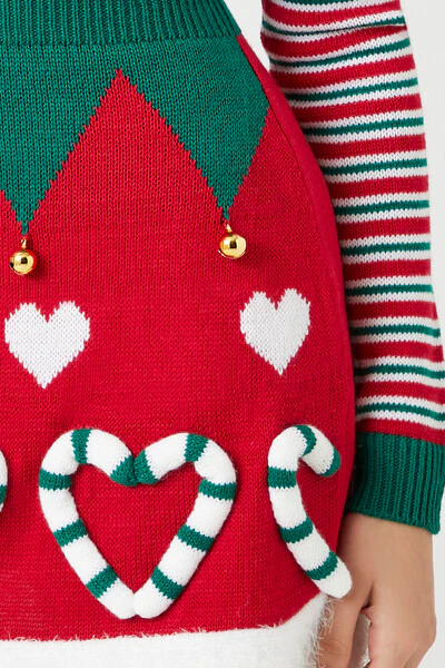 Candy Cane Heart Elf Mini Dress - Image 5