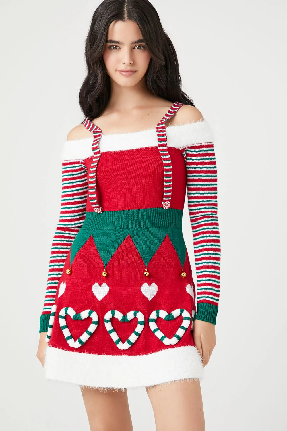 Candy Cane Heart Elf Mini Dress - Image 7