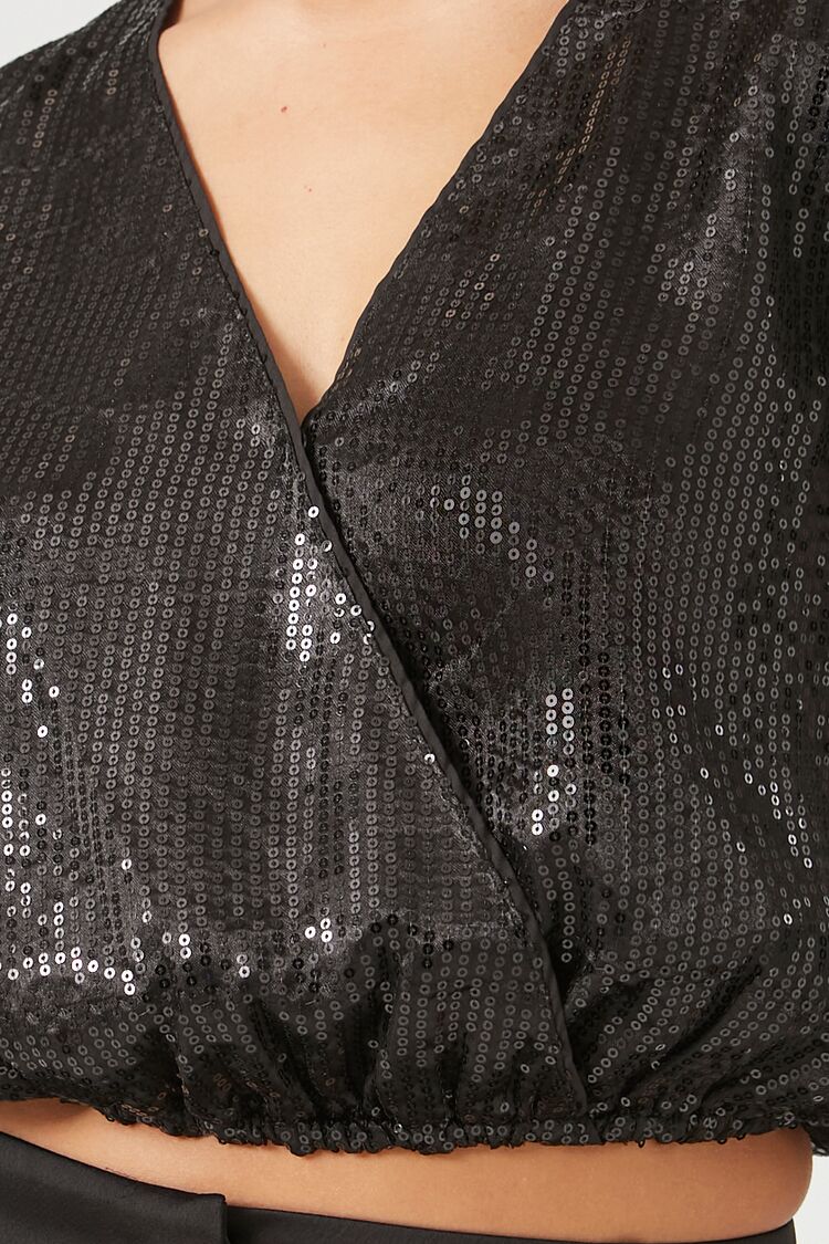 Sequin Surplice Crop Top - Image 5
