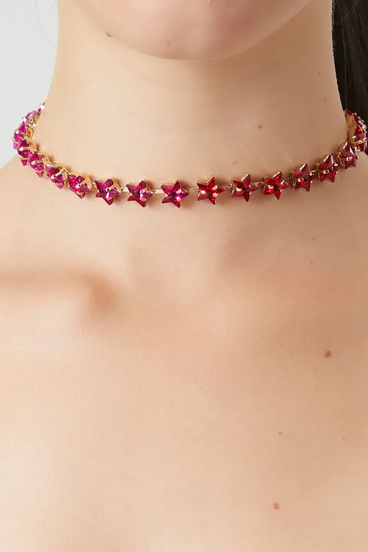 Faux Gem Star Choker Necklace - Image 2