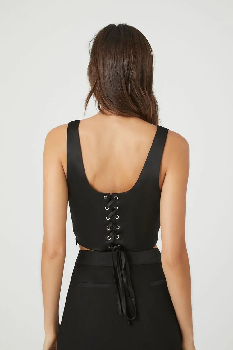 Satin Corset Crop Top - Image 3