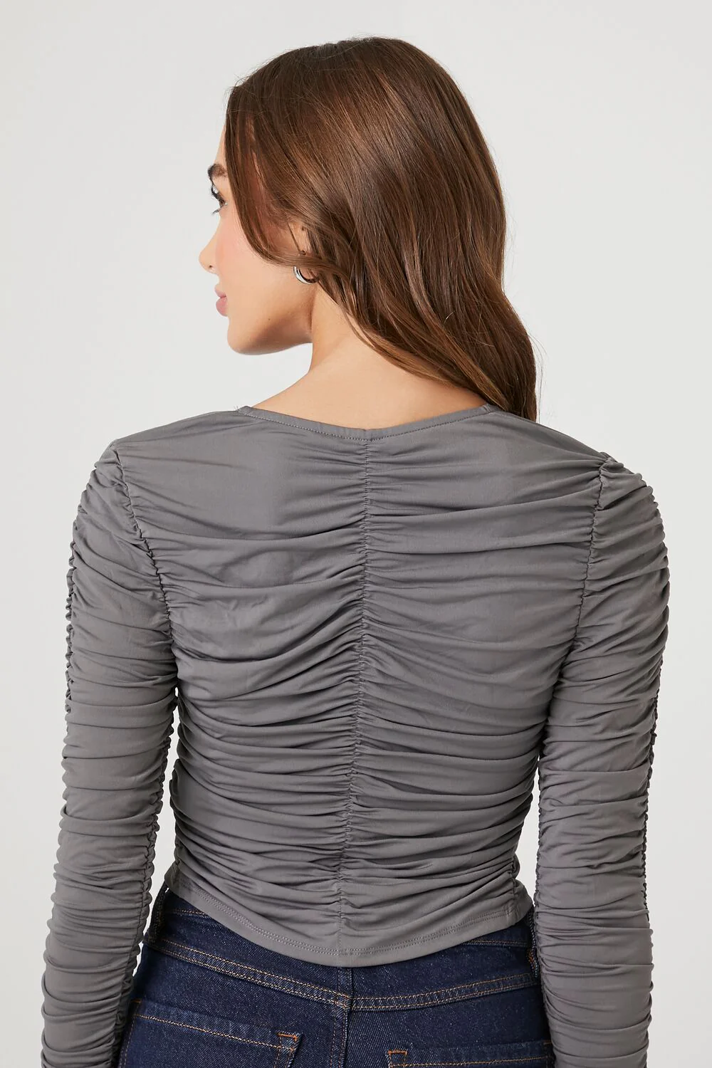 Ruched V-Neck Crop Top - Image 3