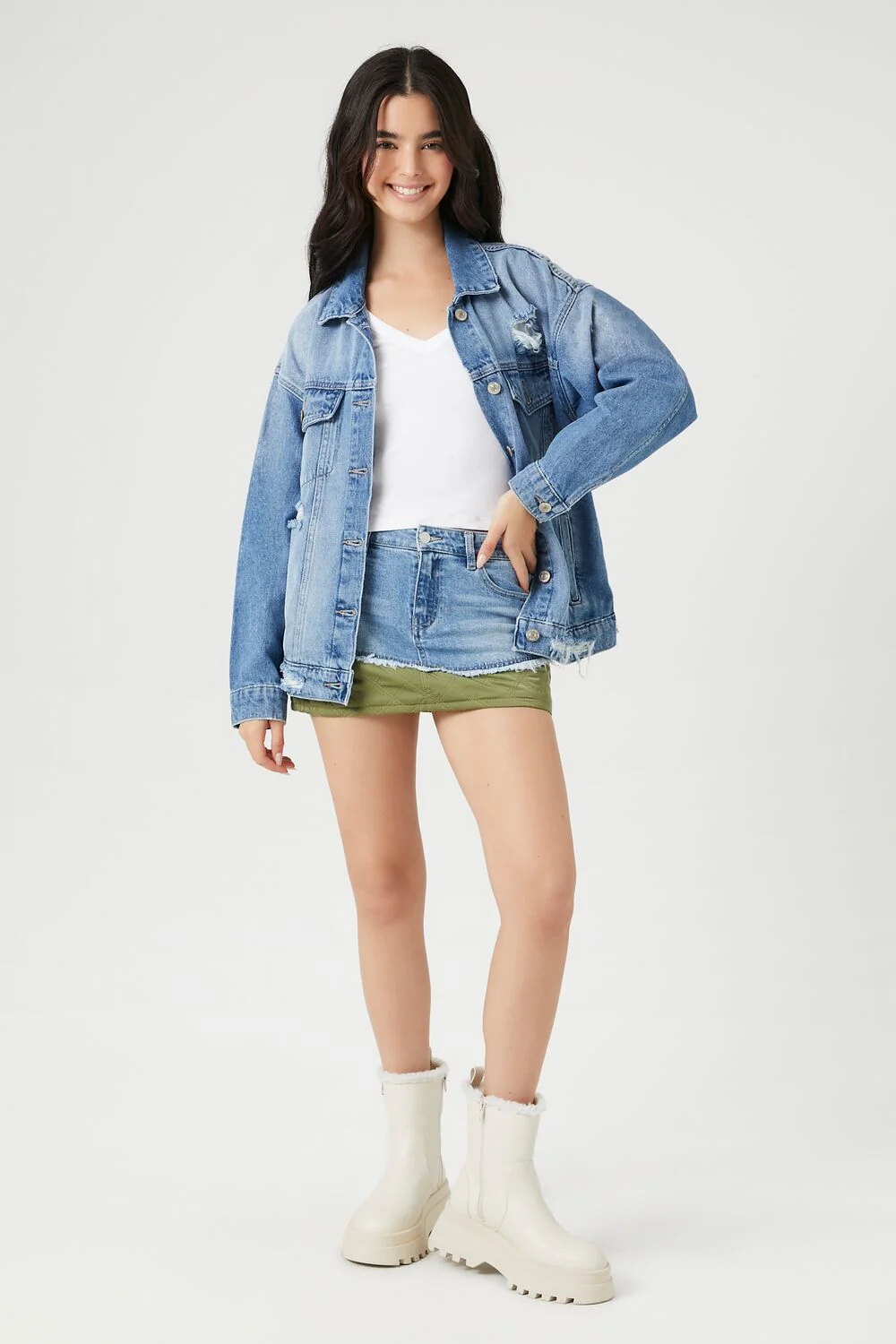 Reworked Denim Mini Skirt - Image 4